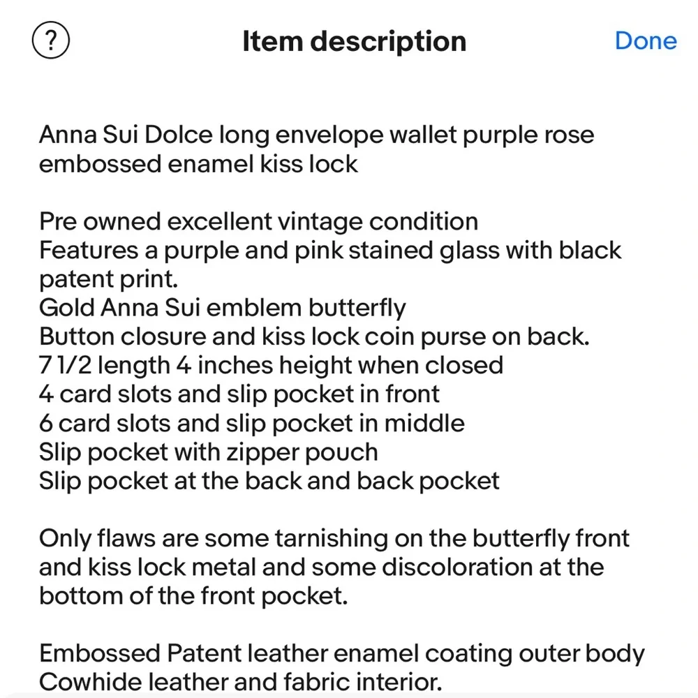 Anna Sui Dolce purple embossed kiss lock wallet